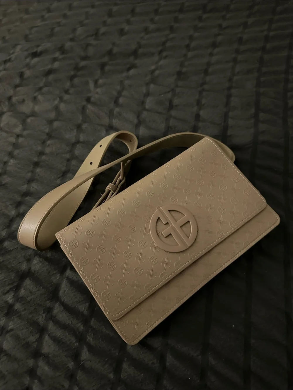 Gianni Bernini Embossed Taupe Crossbody Bag - Taupe